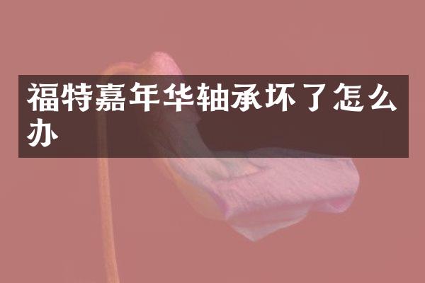 福特嘉年华轴承坏了怎么办