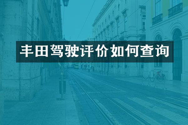 丰田驾驶评价如何查询