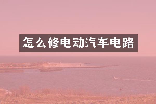 怎么修电动汽车电路