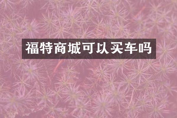 福特商城可以买车吗