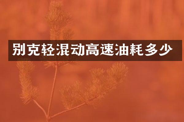 别克轻混动高速油耗多少