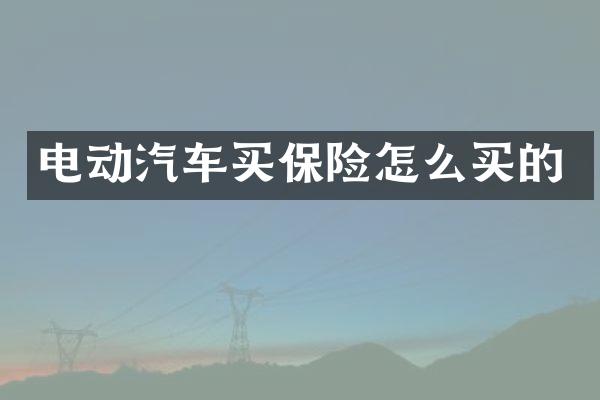 电动汽车买保险怎么买的