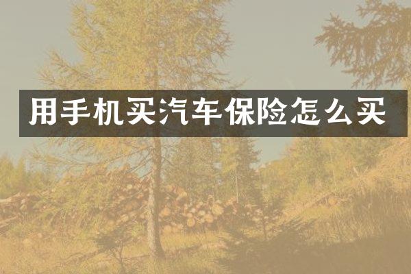 用手机买汽车保险怎么买
