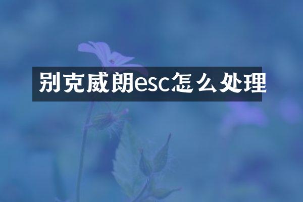 别克威朗esc怎么处理