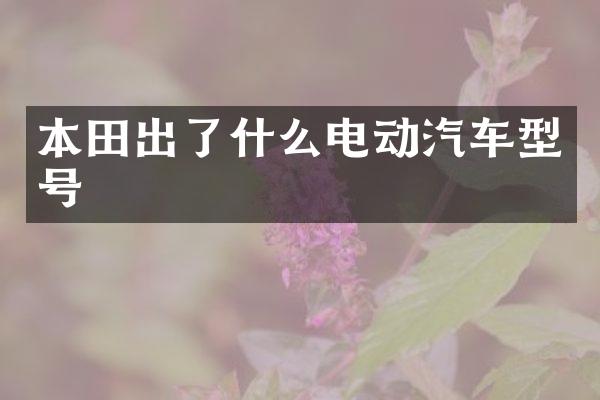 本田出了什么电动汽车型号