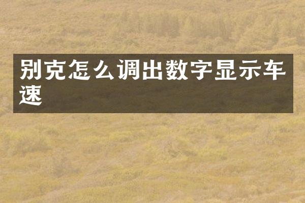 别克怎么调出数字显示车速