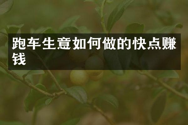 跑车生意如何做的快点赚钱