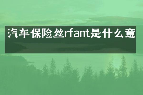 汽车保险丝rfant是什么意思