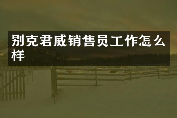 别克君威销售员工作怎么样