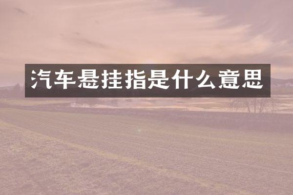 汽车悬挂指是什么意思
