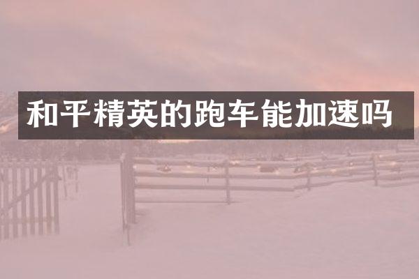 和平精英的跑车能加速吗
