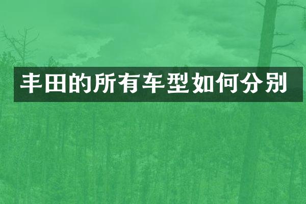 丰田的所有车型如何分别