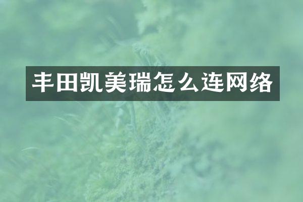 丰田凯美瑞怎么连网络
