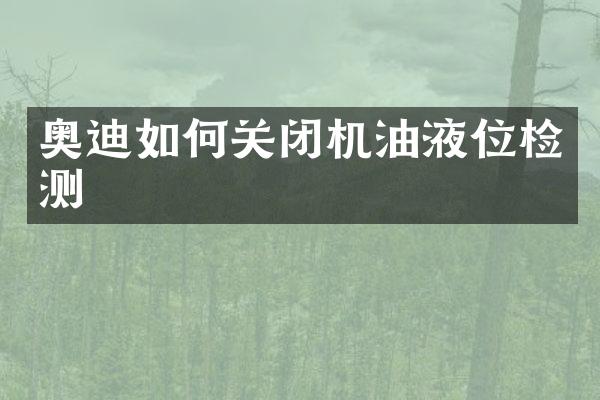 奥迪如何关闭机油液位检测