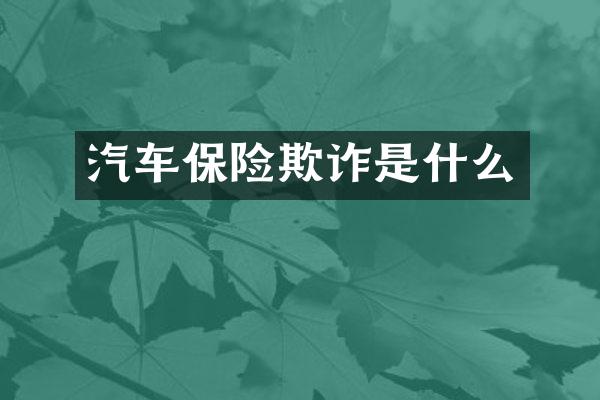 汽车保险欺诈是什么