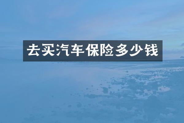 去买汽车保险多少钱