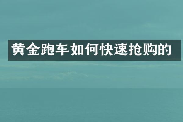 黄金跑车如何快速抢购的