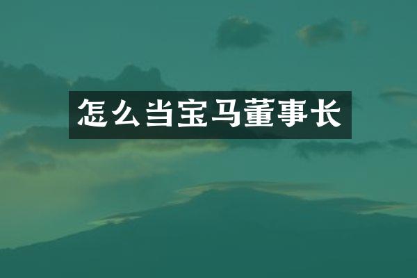怎么当宝马董事长