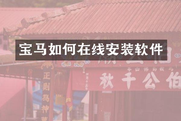 宝马如何在线安装软件