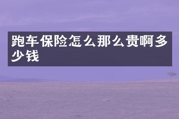 跑车保险怎么那么贵啊多少钱