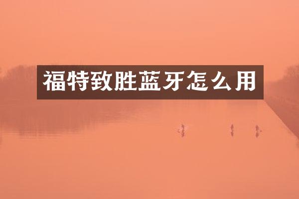 福特致胜蓝牙怎么用