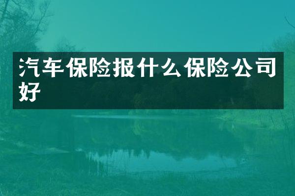 汽车保险报什么保险公司好