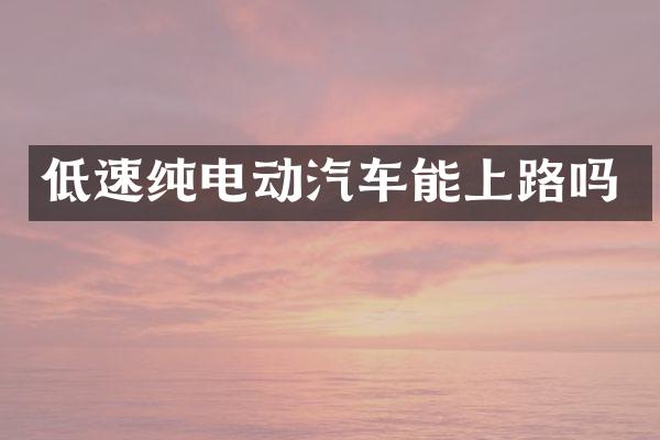低速纯电动汽车能上路吗