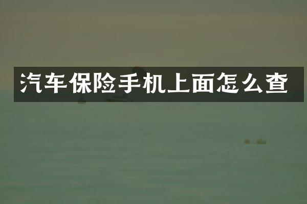 汽车保险手机上面怎么查