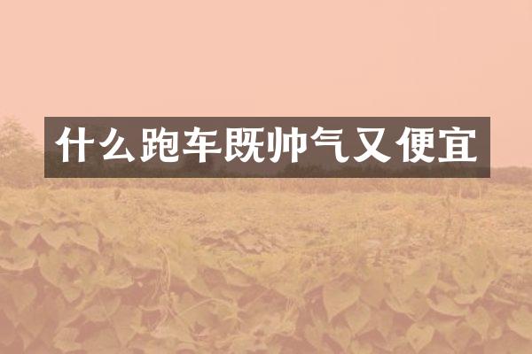 什么跑车既帅气又便宜