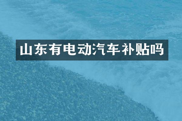 山东有电动汽车补贴吗