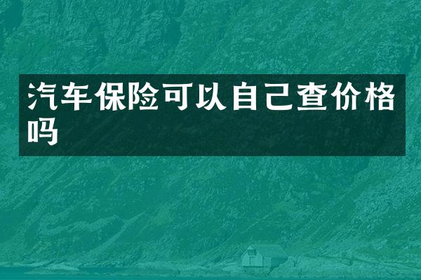 汽车保险可以自己查价格吗