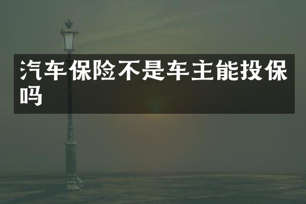 汽车保险不是车主能投保吗