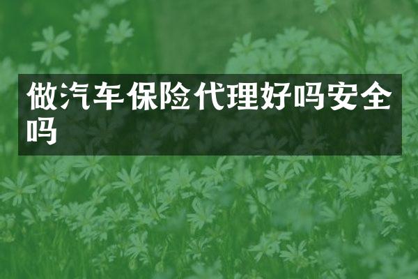 做汽车保险代理好吗安全吗