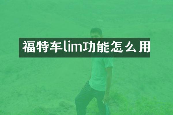 福特车lim功能怎么用