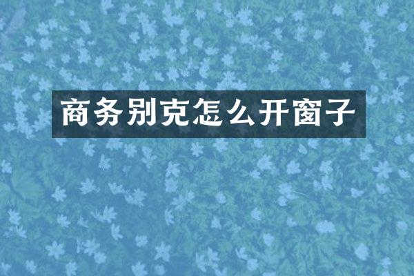 商务别克怎么开窗子
