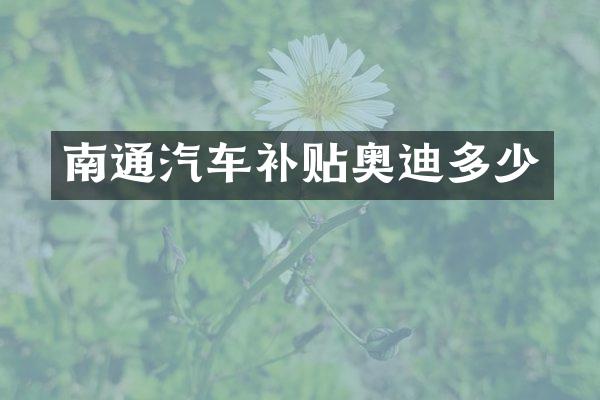 南通汽车补贴奥迪多少