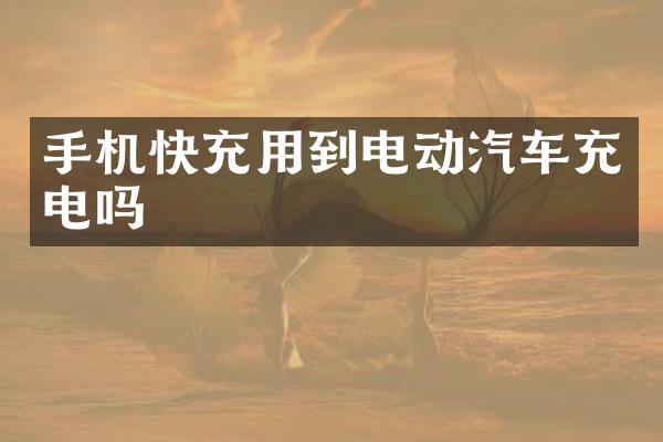 手机快充用到电动汽车充电吗