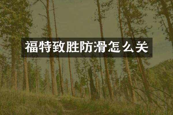 福特致胜防滑怎么关