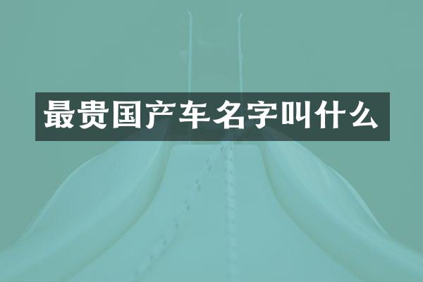 最贵国产车名字叫什么