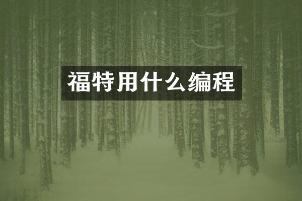 福特用什么编程