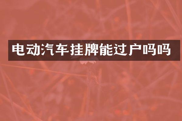 电动汽车挂牌能过户吗吗
