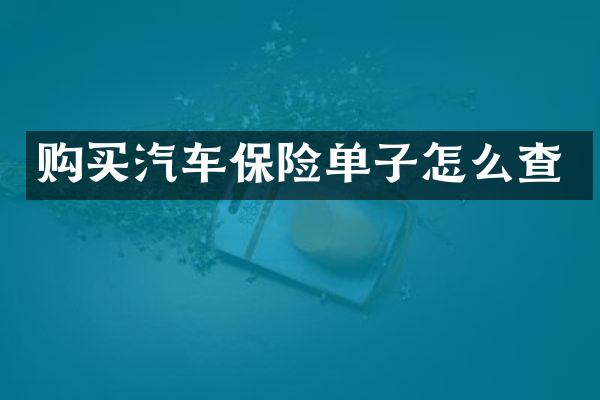 购买汽车保险单子怎么查