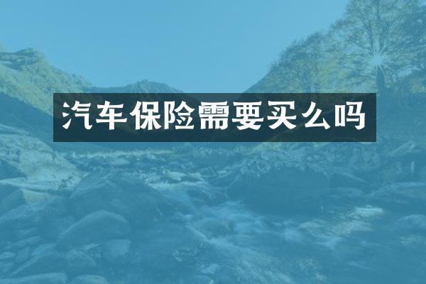 汽车保险需要买么吗