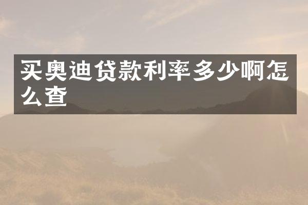 买奥迪贷款利率多少啊怎么查