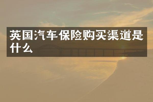 英国汽车保险购买渠道是什么