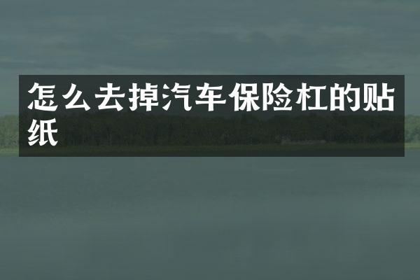 怎么去掉汽车保险杠的贴纸