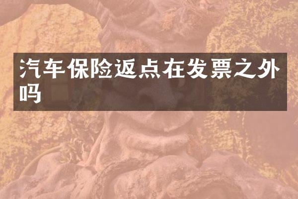 汽车保险返点在发票之外吗