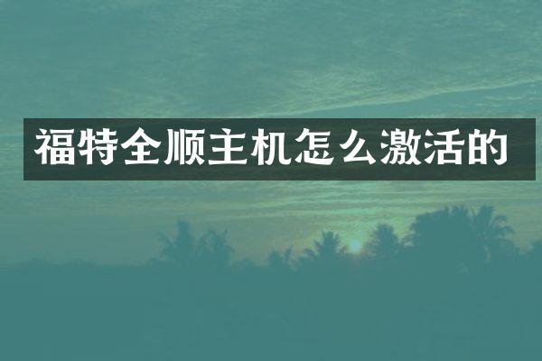 福特全顺主机怎么激活的