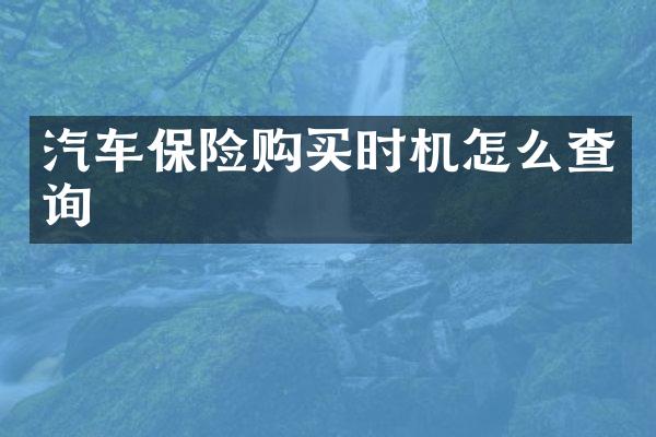 汽车保险购买时机怎么查询