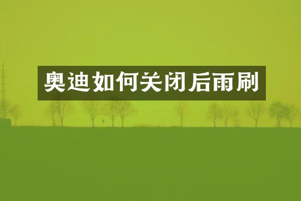 奥迪如何关闭后雨刷